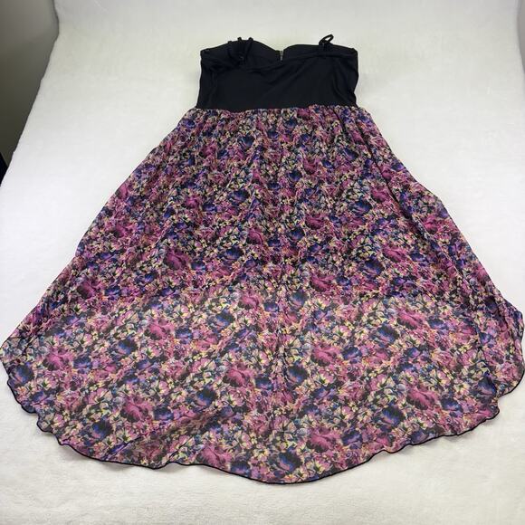 Material Girl Zip Corset Bustier Sleeveless High Low Dress Floral Chiffon XL - Picture 10 of 10